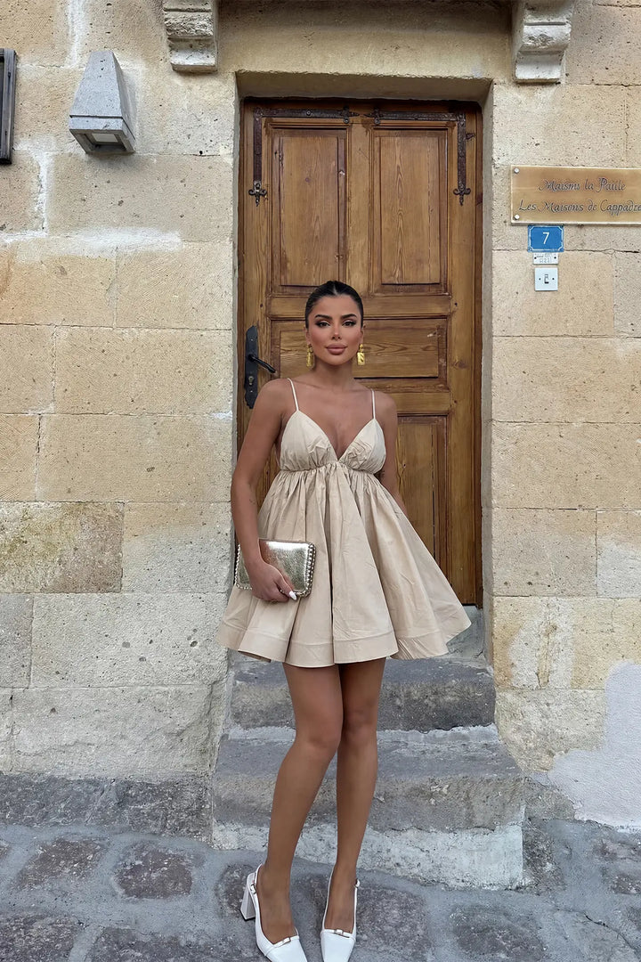EYY Women Cream Strappy Mini Dress - Lees Summit