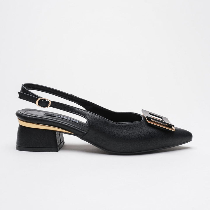 DSM Proset Black Leather Low Heel Women's Shoe - Providence