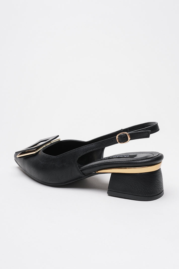 DSM Proset Black Leather Low Heel Women's Shoe - Providence