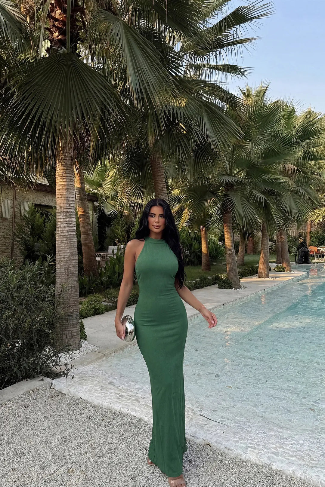 EYY Women Green Basic Long Dress - Badajoz