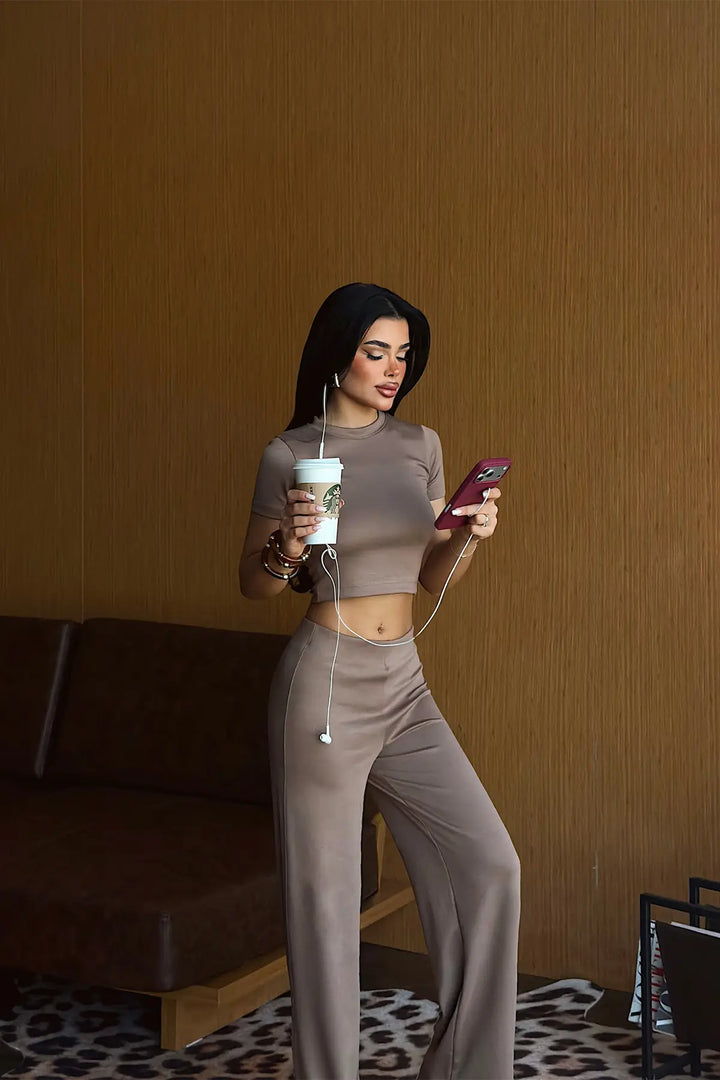 EYY Women Milk Coffee Colored Trousers Set - Boadilla del Monte