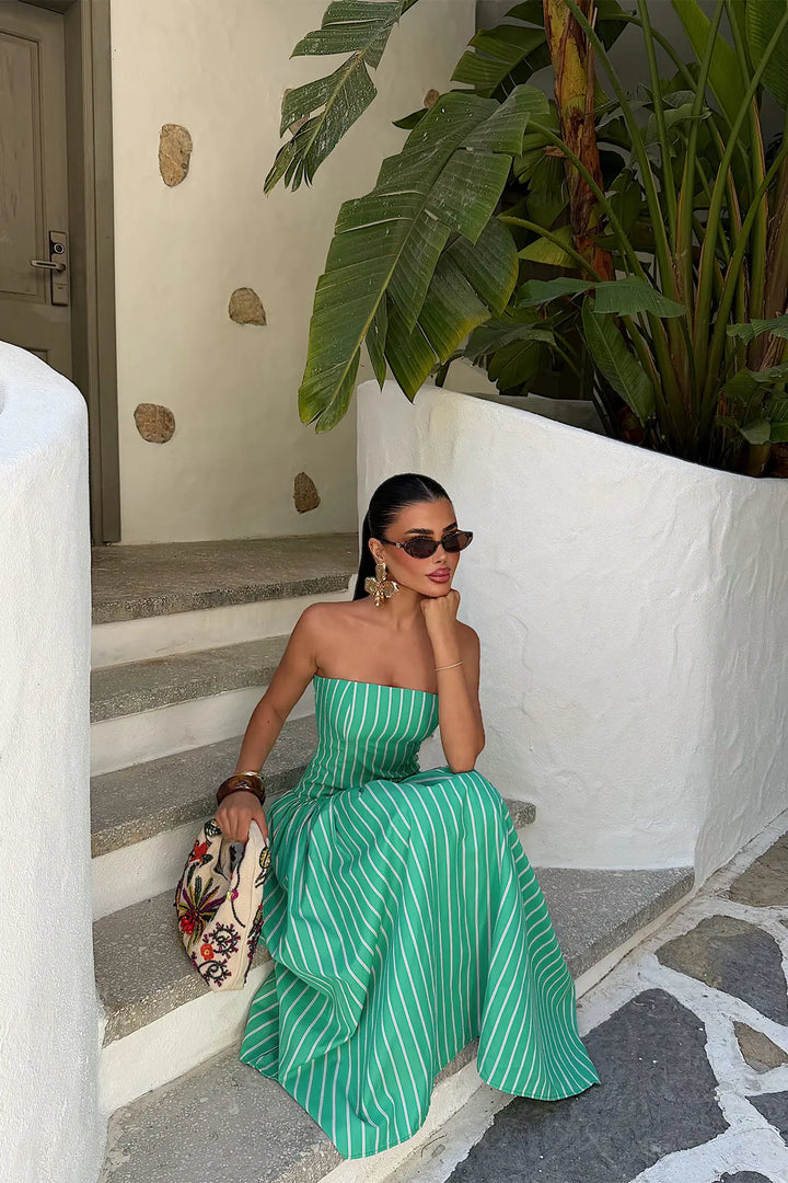 EYY Women Green Bonnieh Striped Dress - Woerden