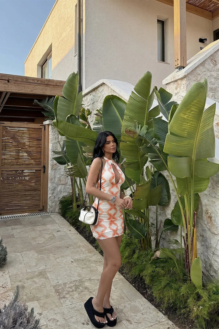 EYY Women Orange Window Detail Dress - Paisley