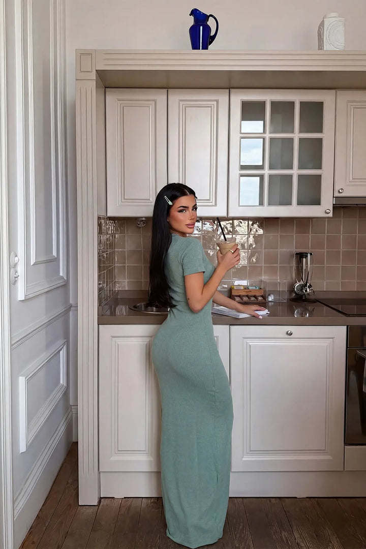 EYY Women Light Green Knitted Long Dress - Cuneo