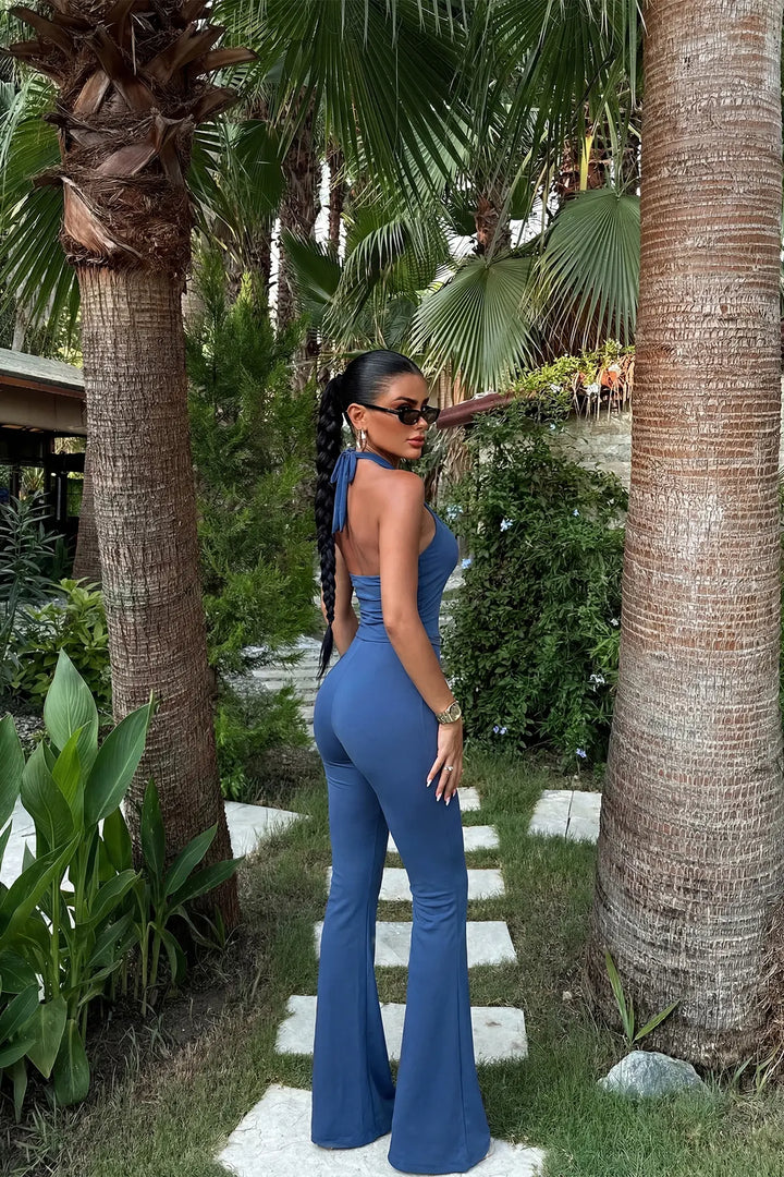 EYY Women Indigo Halter Neck Jumpsuit - Santiago Tianguistenco