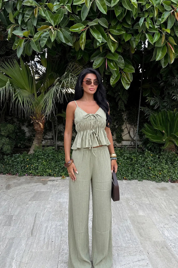 EYY Women Khaki Pants Suit - Ponte de Lima