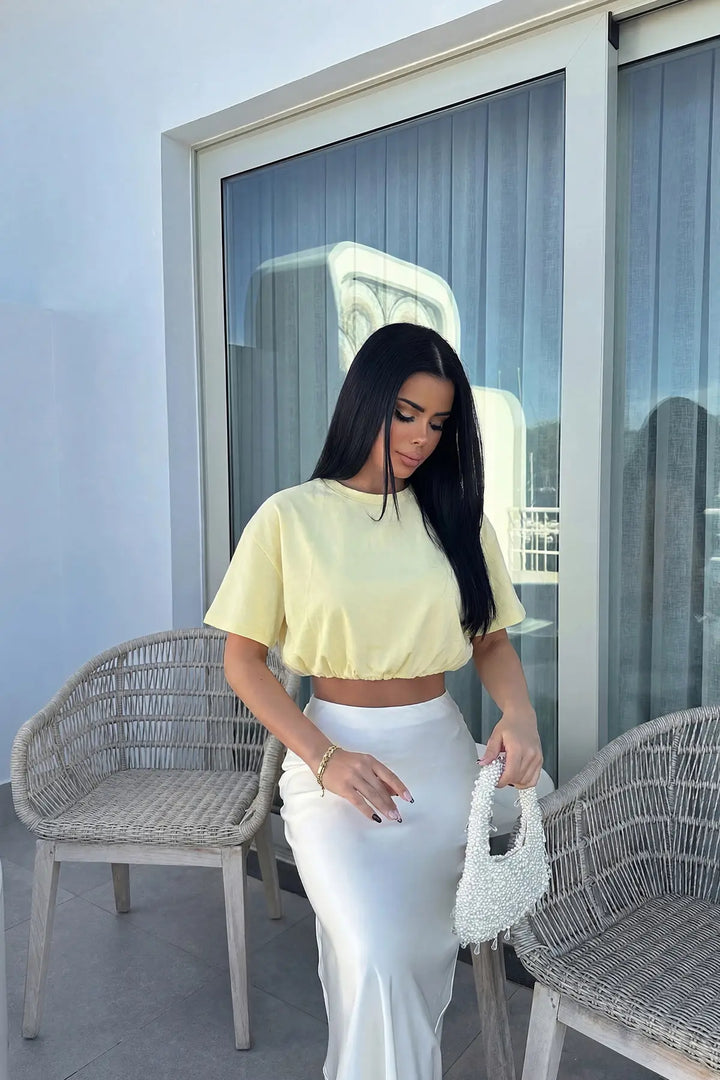 EYY Women Yellow Basic Crop Top - Garland