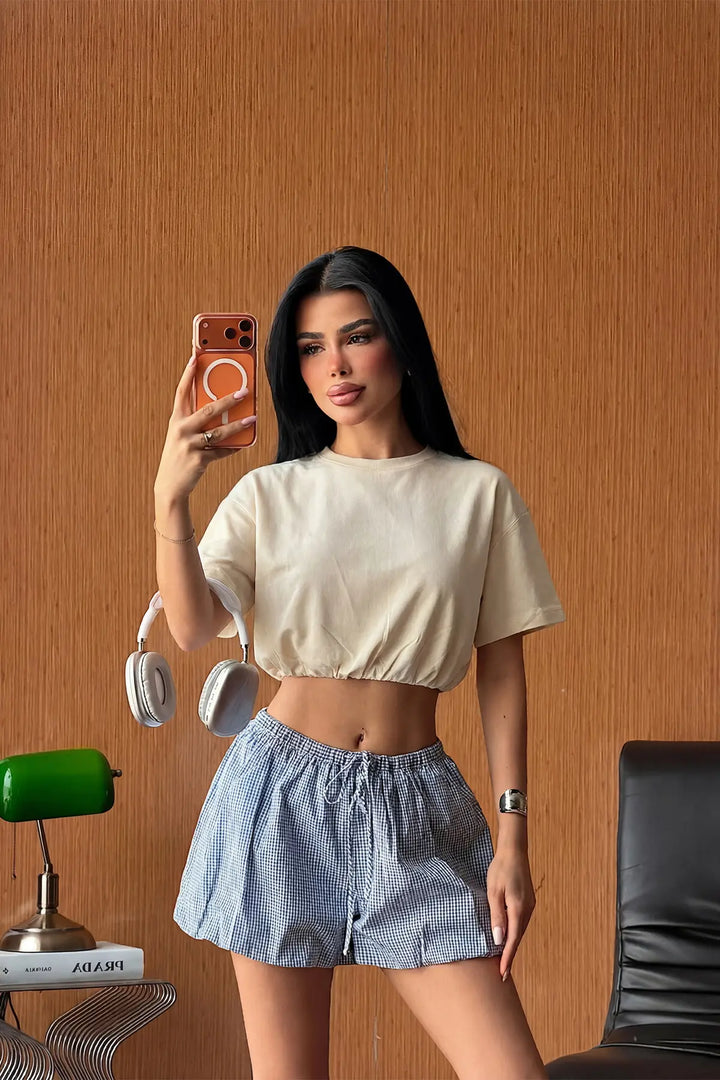EYY Women Beige Basic Crop Top - Southall