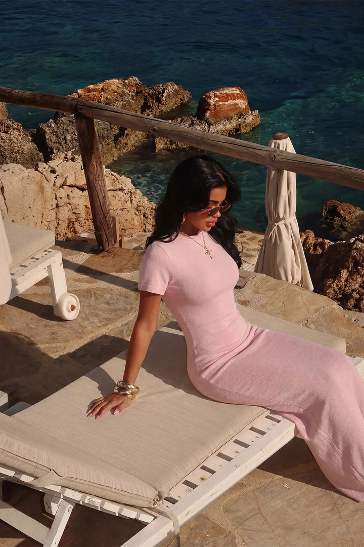 EYY Women Pink Knitted Long Dress - Palm Coast
