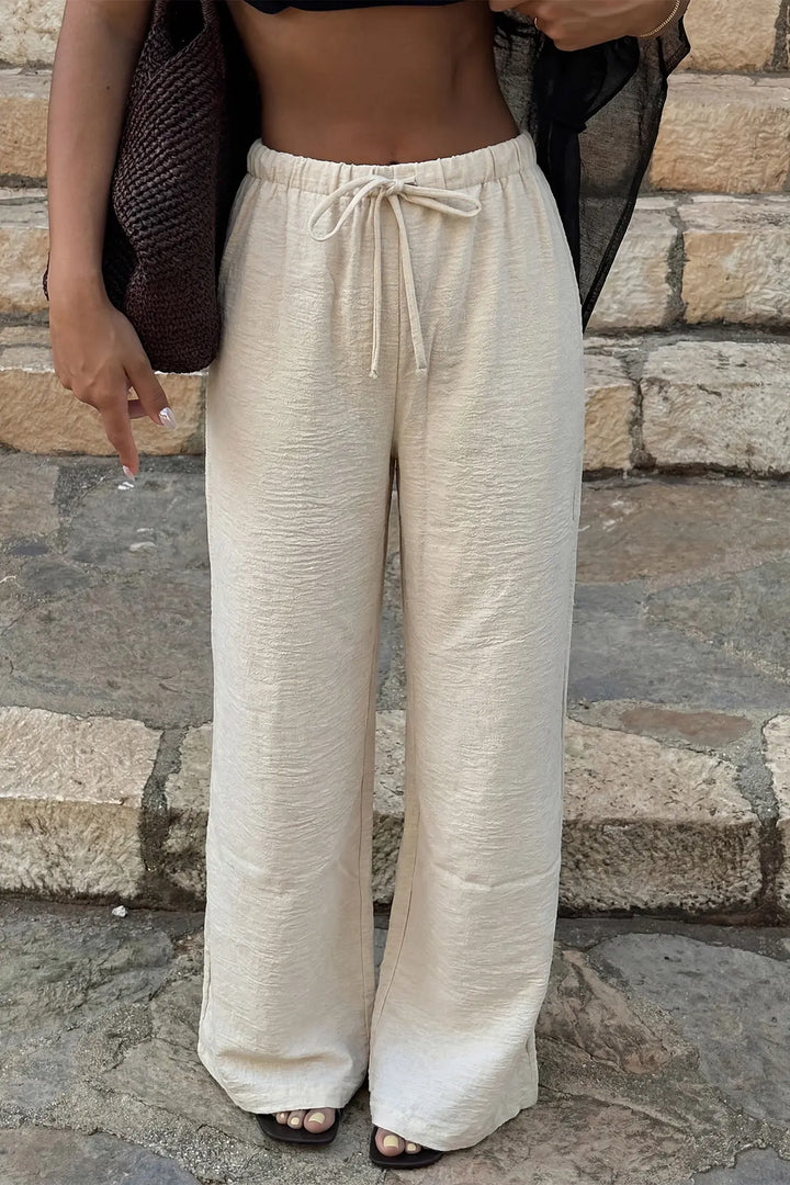 EYY Women Cream-Colored Tie-Up Trousers - Mahilyow