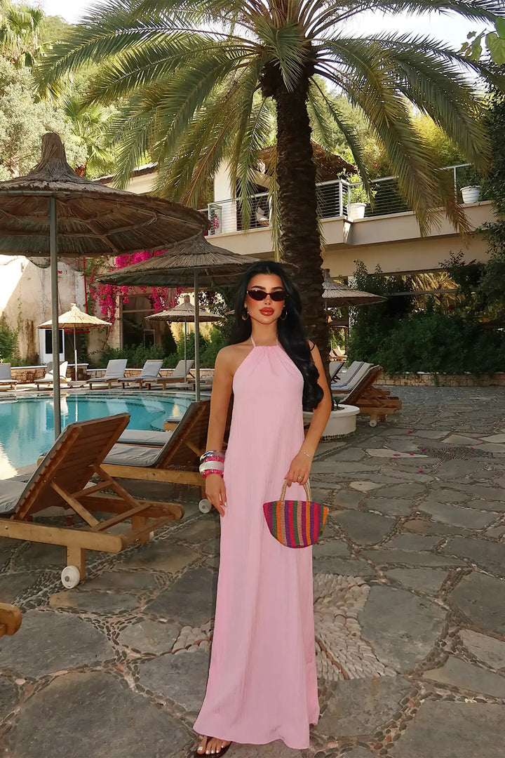 EYY Women Pink Halter Neck Dress - Galloway