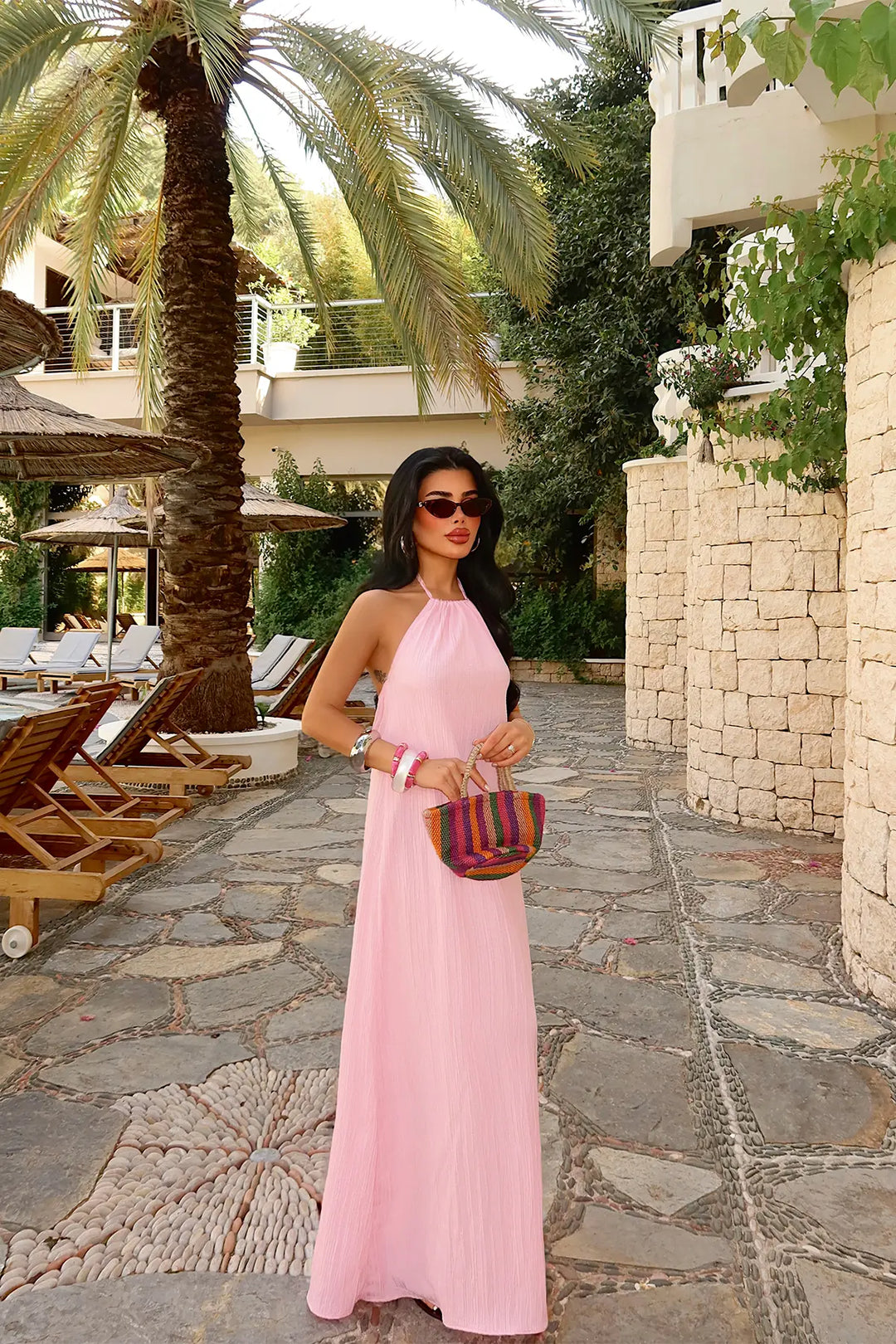 EYY Women Pink Halter Neck Dress - Galloway