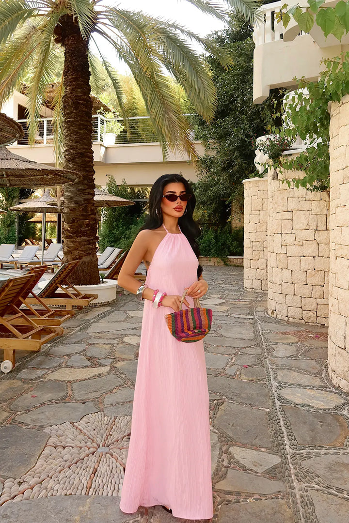EYY Women Pink Halter Neck Dress - Galloway