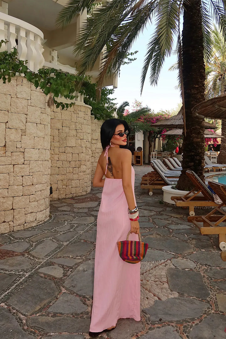 EYY Women Pink Halter Neck Dress - Galloway