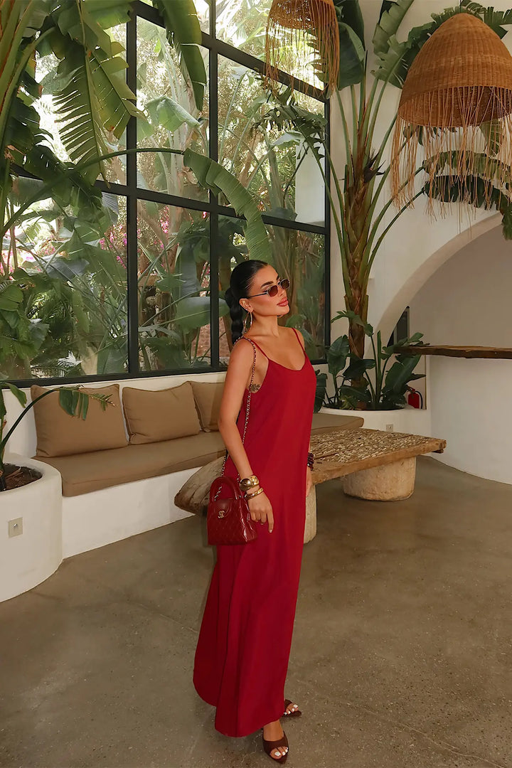 EYY Women Burgundy Strappy Long Dress - Canton
