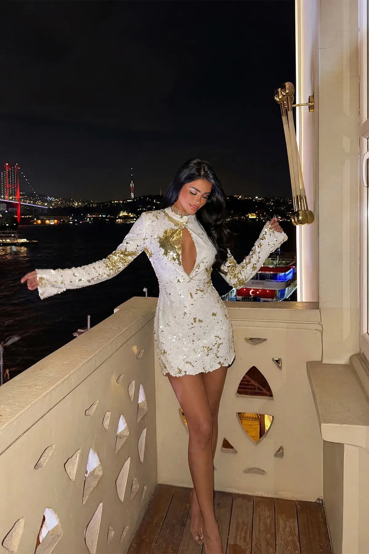 EYY Women White Tamara Sequin Mini Dress - Saint Helens
