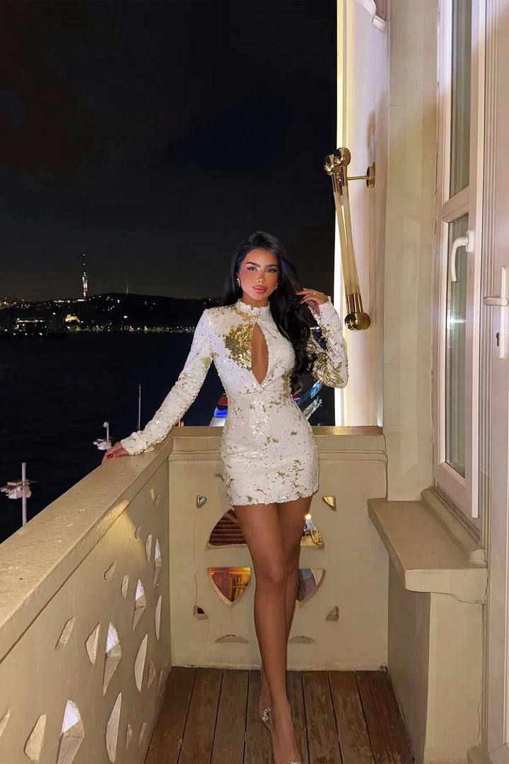 EYY Women White Tamara Sequin Mini Dress - Saint Helens