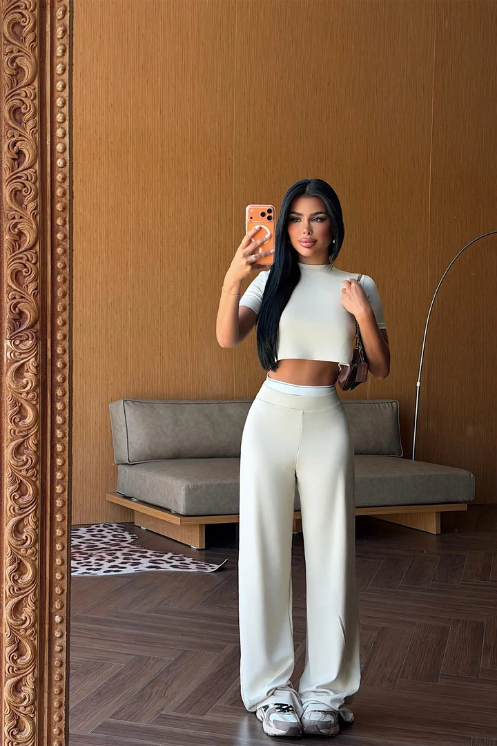 EYY Women Beige Basic Pants Set - Normal