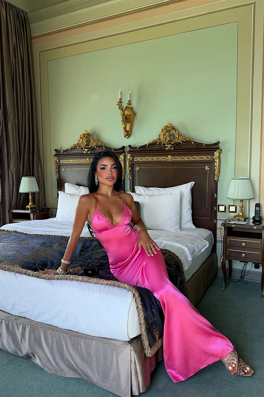EYY Women Fuchsia Strappy Satin Dress - Rossano