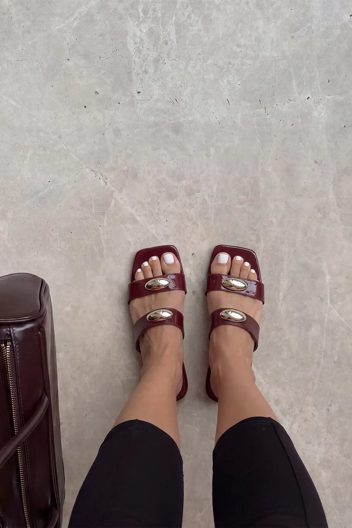 EYY Women Burgundy High-Heeled Slippers - Cagliari