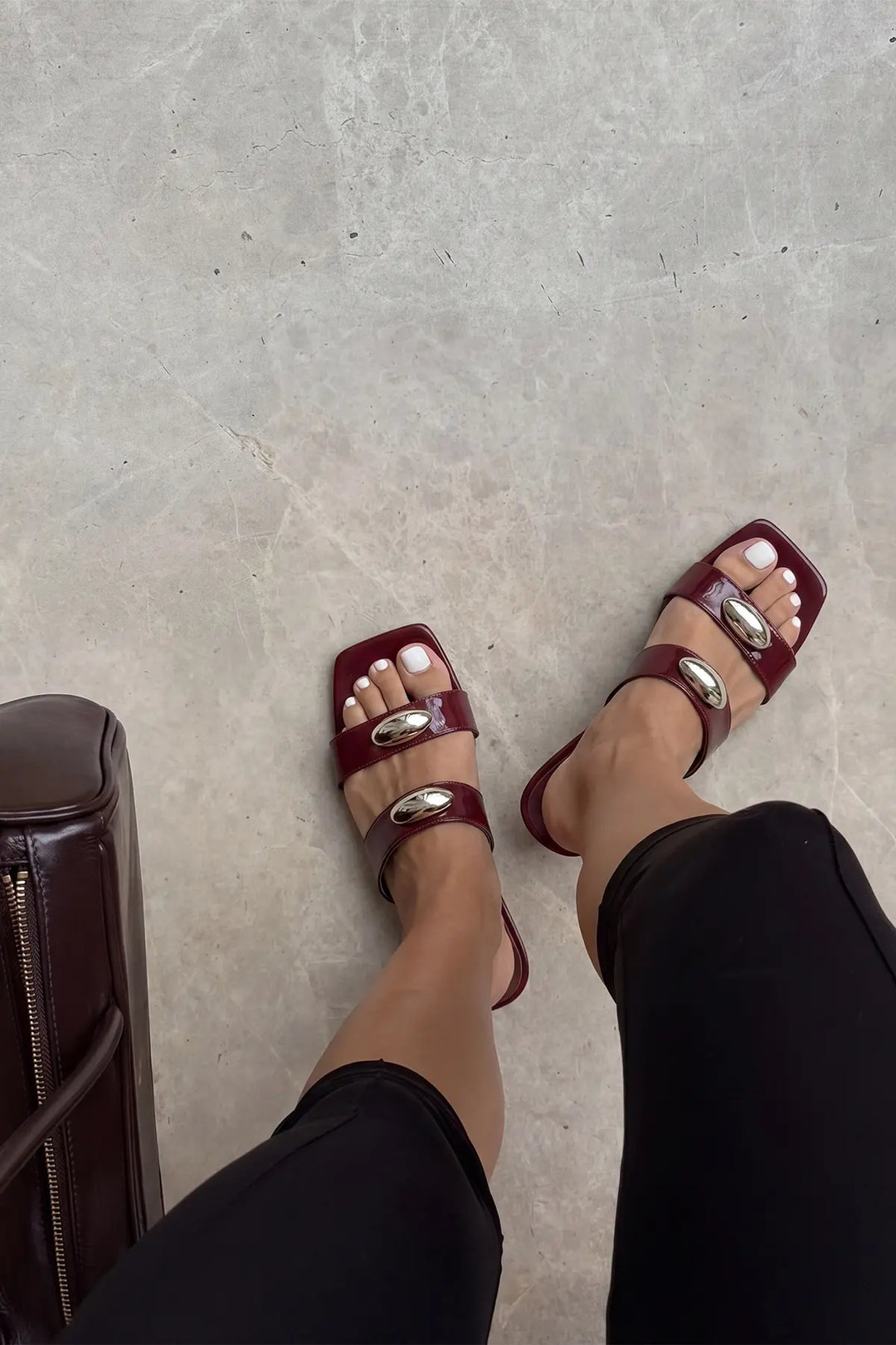 EYY Women Burgundy High-Heeled Slippers - Cagliari