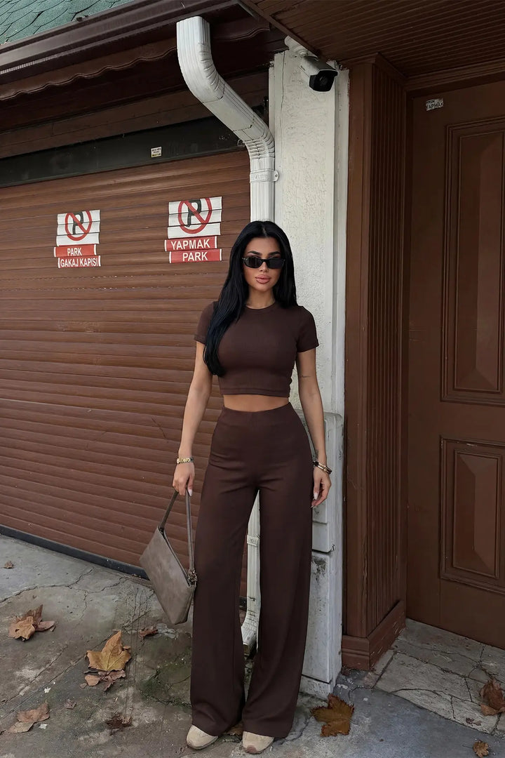 EYY Women Dark Brown Pants Set - Waiblingen