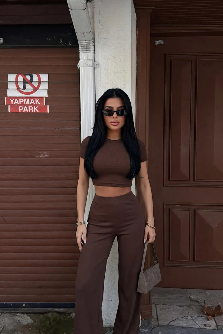 EYY Women Dark Brown Pants Set - Waiblingen