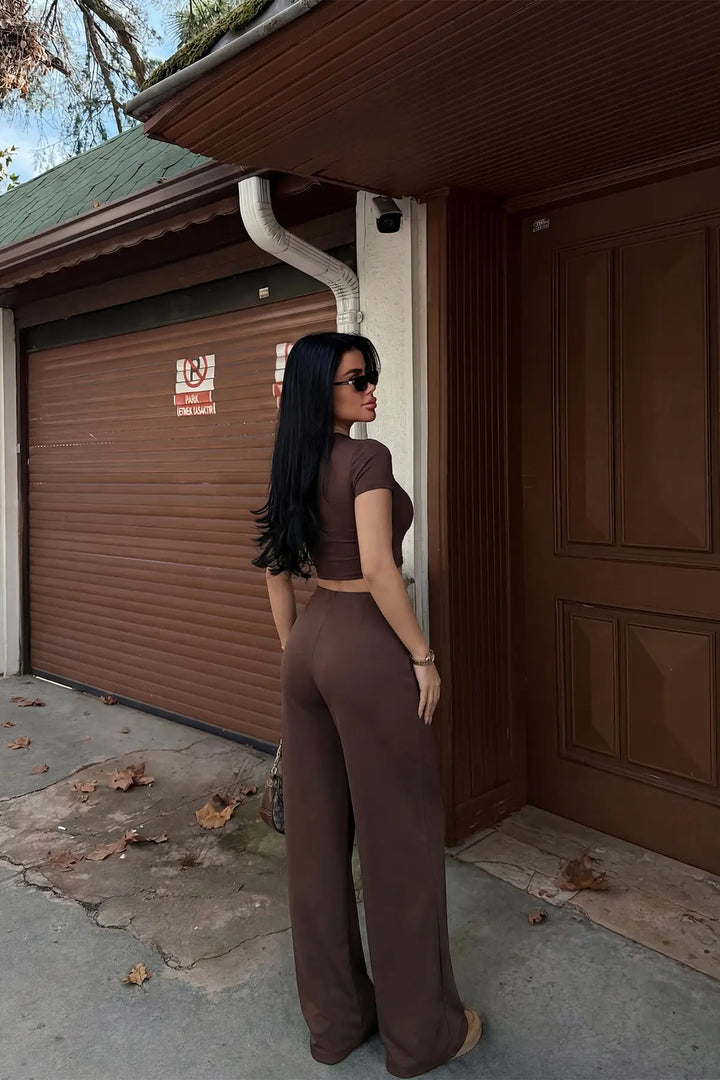 EYY Women Dark Brown Pants Set - Waiblingen