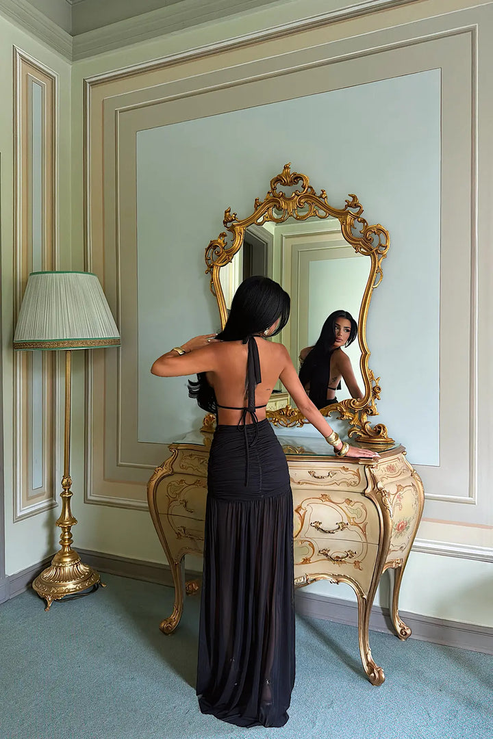 EYY Women Black Window Detail Long Dress - Tonalá