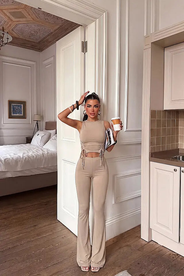 EYY Women Beige Pants Set - Aranjuez