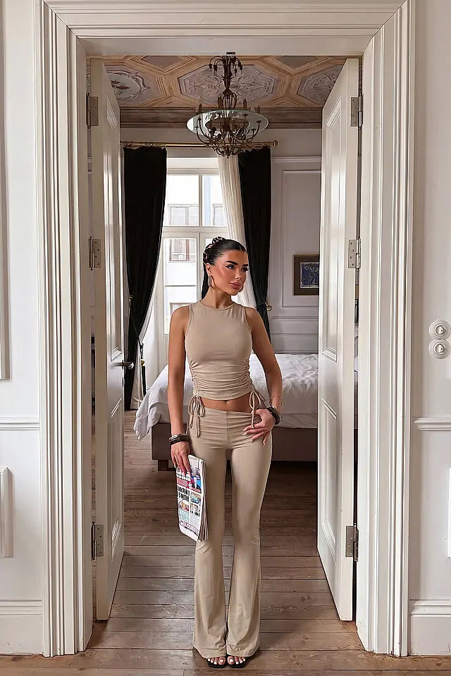 EYY Women Beige Pants Set - Aranjuez