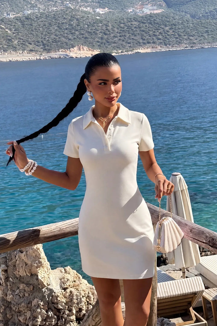 EYY Women White Shirt Collar Dress - Harlingen