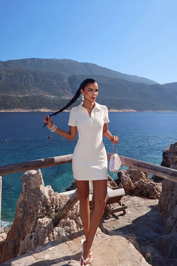 EYY Women White Shirt Collar Dress - Harlingen