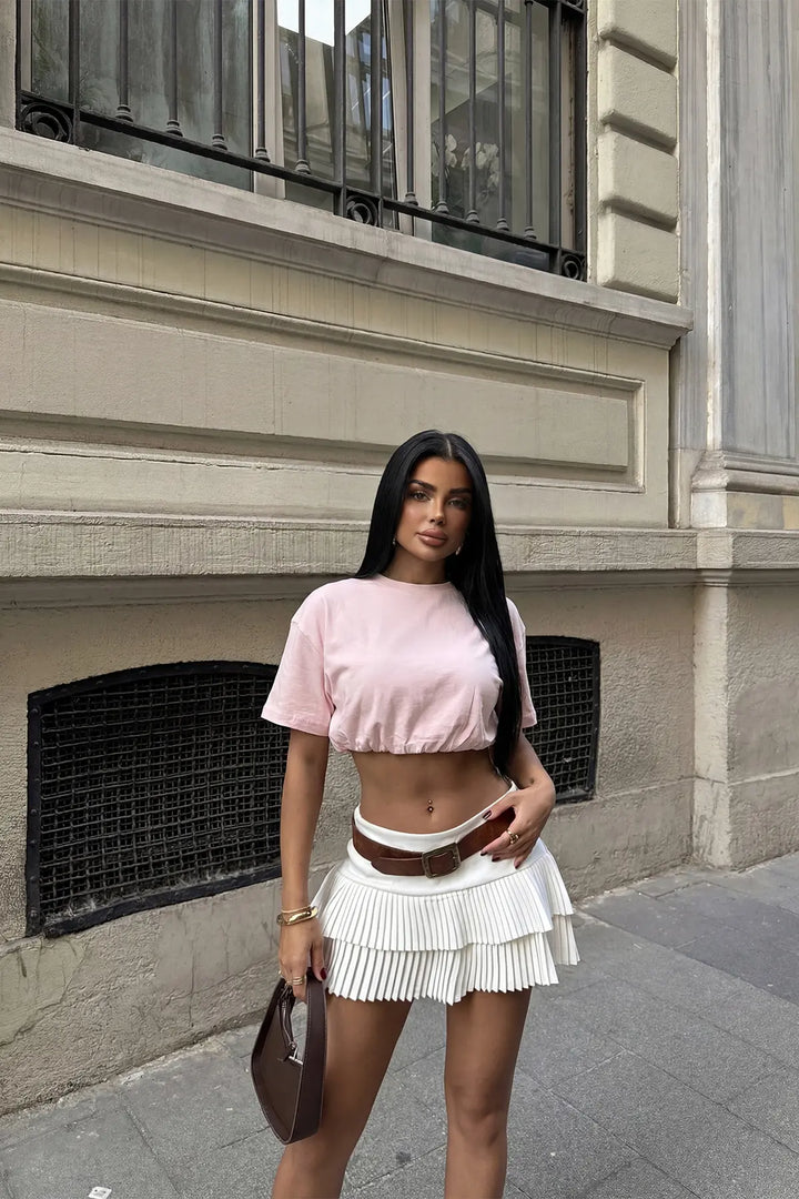 EYY Women Powder Pink Basic Crop Top - Verviers