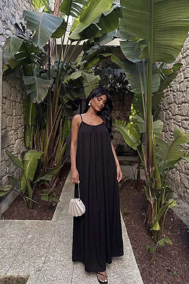 EYY Women Black Strappy Long Dress - Zacatepec