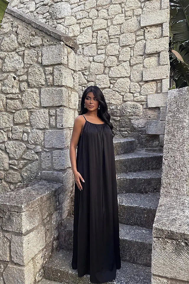 EYY Women Black Strappy Long Dress - Zacatepec