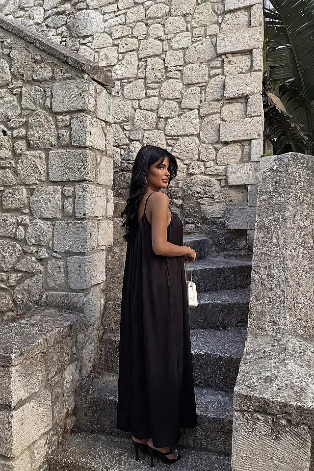 EYY Women Black Strappy Long Dress - Zacatepec