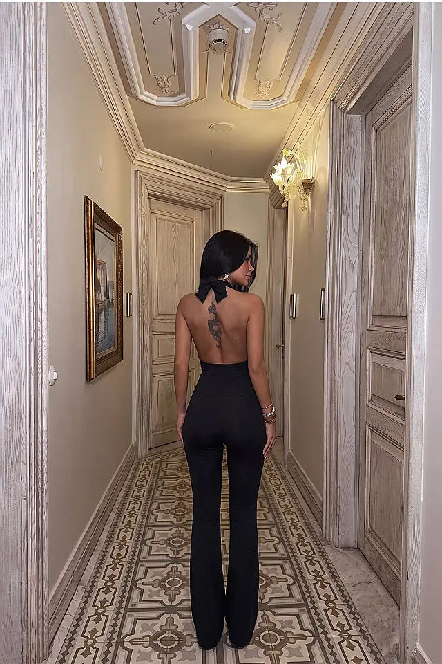 EYY Women Black Halter Neck Jumpsuit - Vyshneve