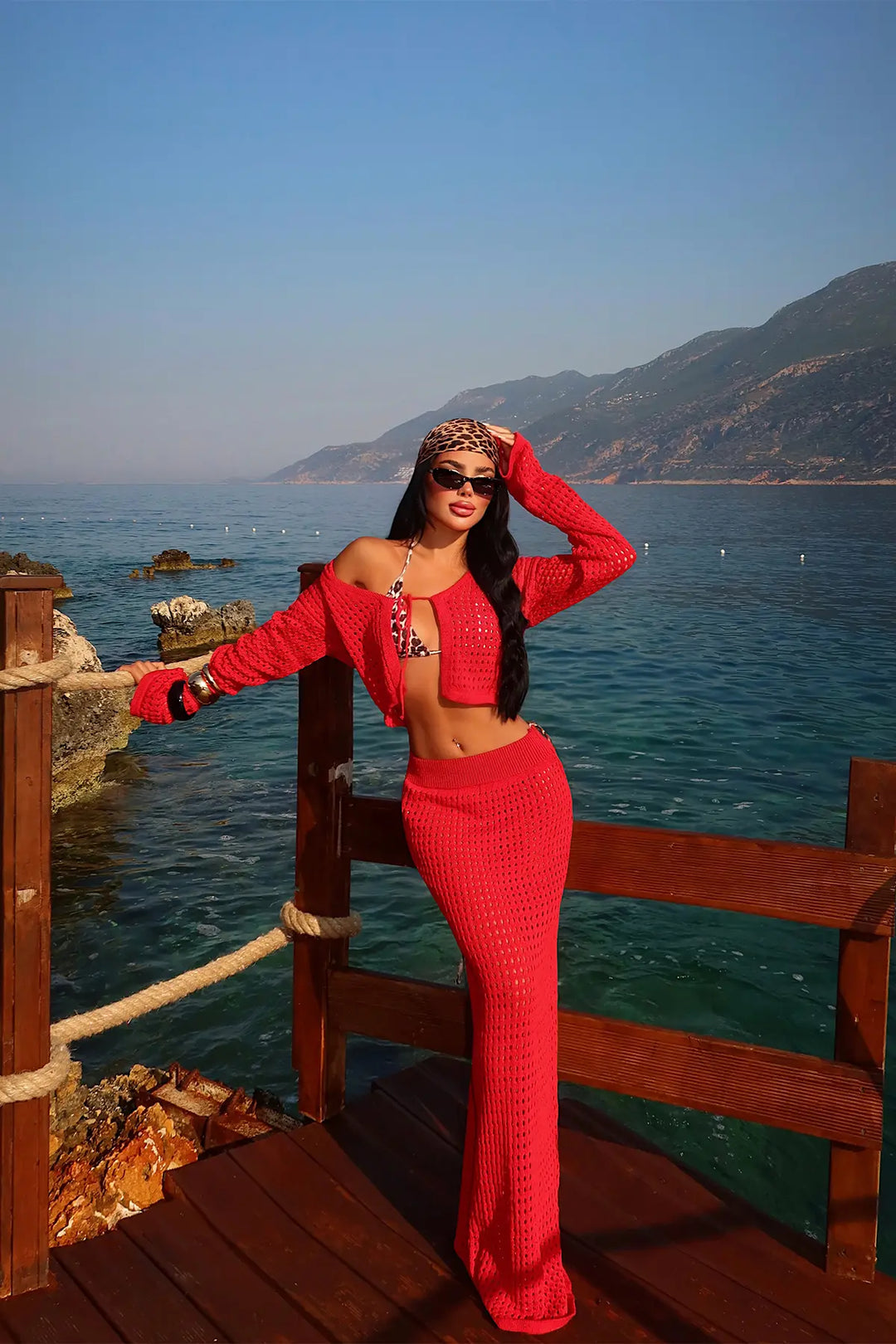 EYY Women Red Front Tie Skirt Set - Foothill Farms