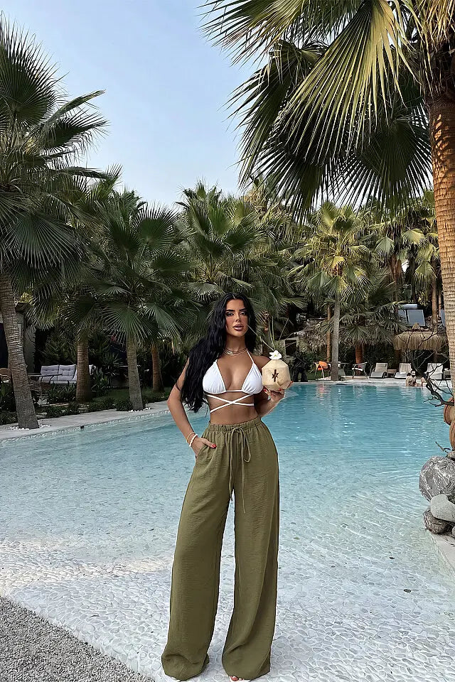 EYY Women Green Tie-Up Trousers - Cincinnati