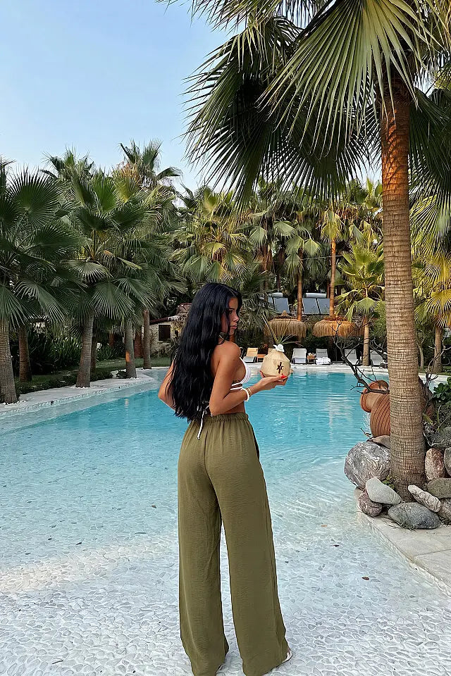 EYY Women Green Tie-Up Trousers - Cincinnati