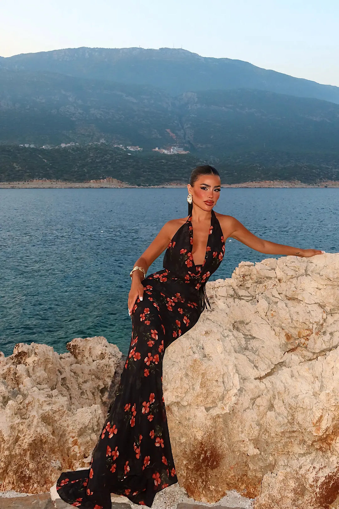 EYY Women Black Floral Pattern Tulle Dress - Rotterdam