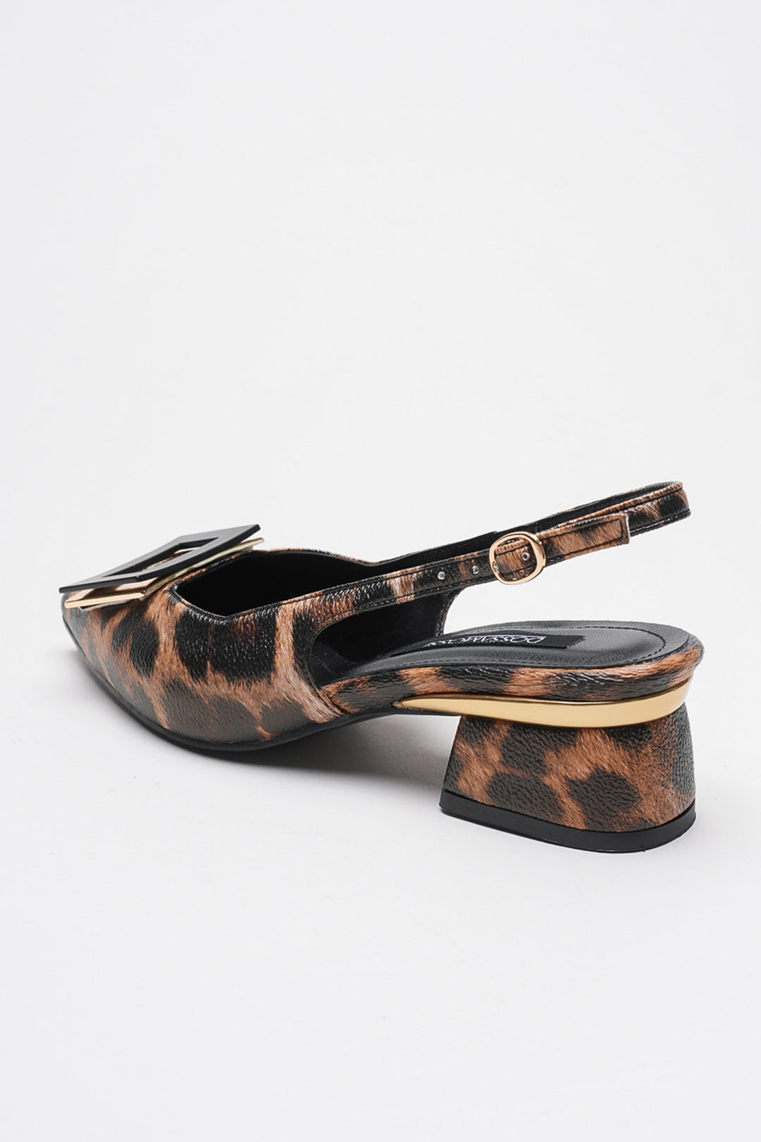 DSM Proset Low Heel Women's Shoe with Leopard Leather Square Buckle Detail - Chimalhuacán