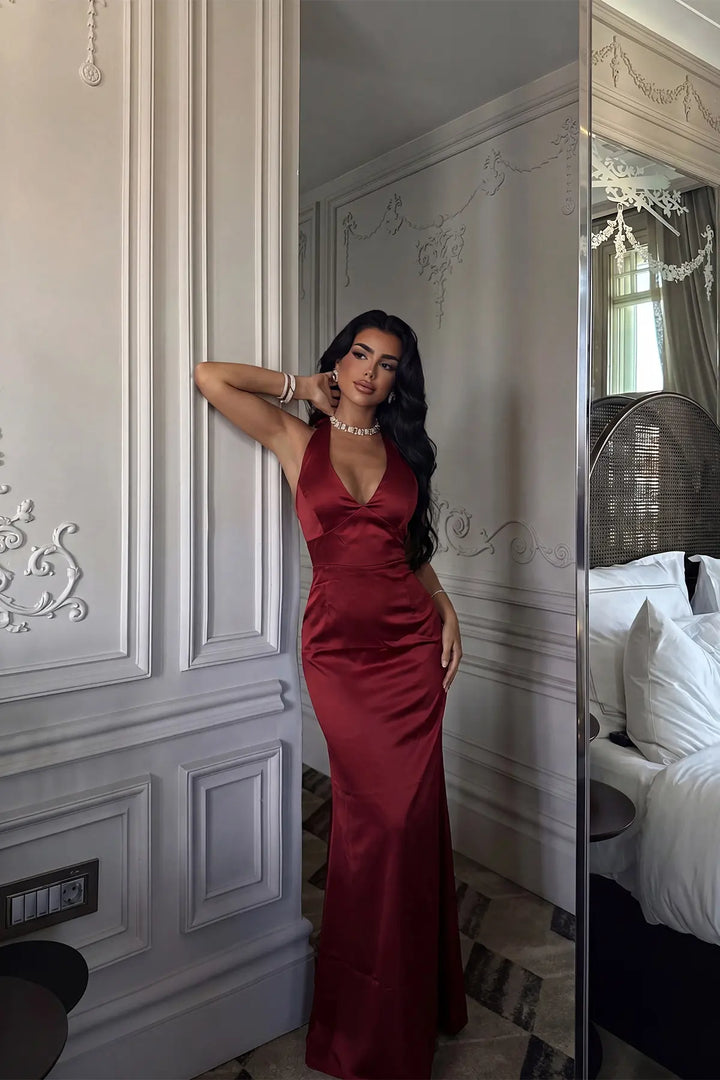 EYY Women Burgundy Sartoria Long Dress - Vicenza