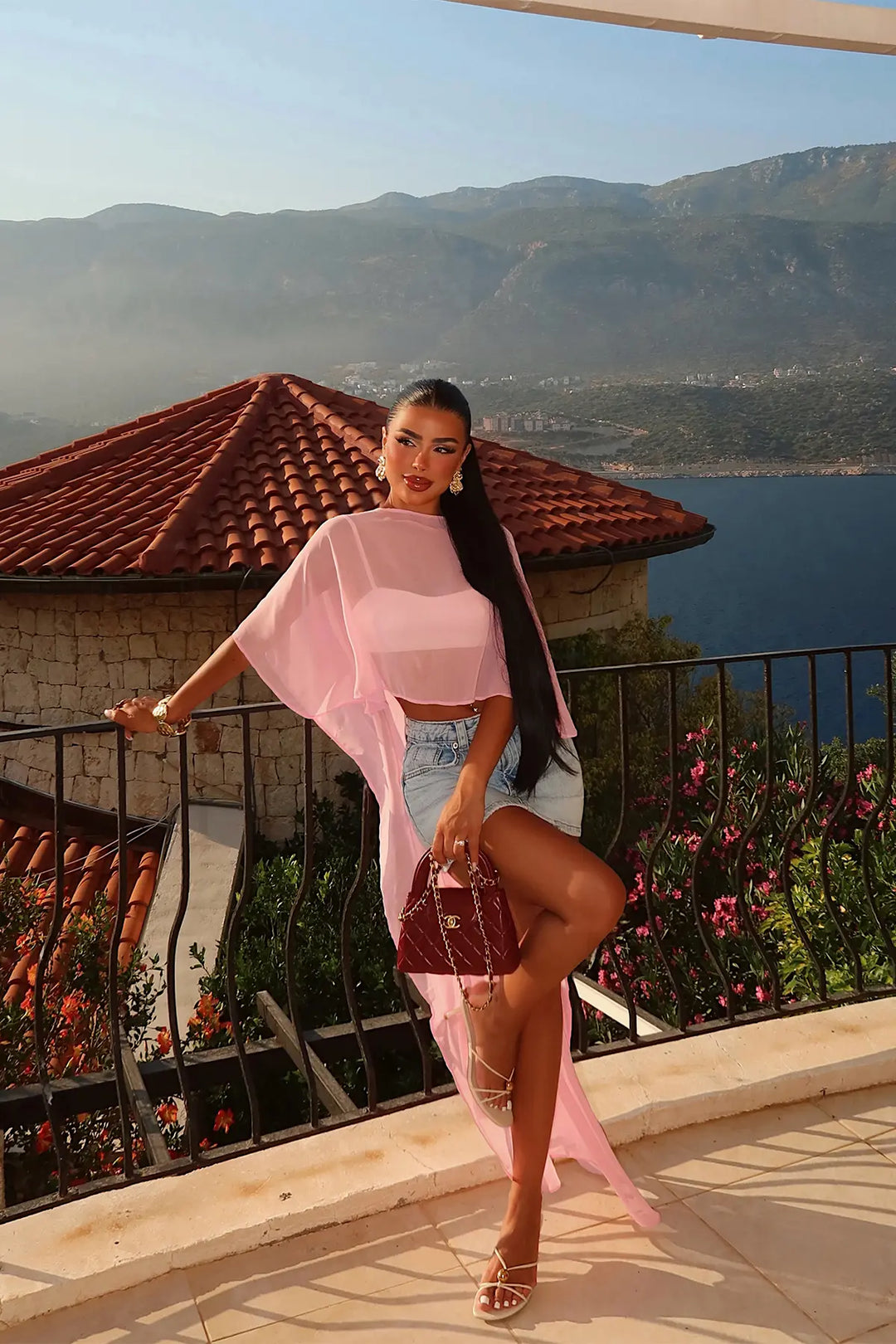 EYY Women Pink Transparent Poncho - Hoover