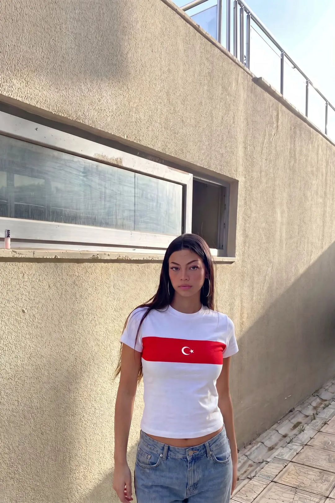 EYY Women White Heart with Crescent Moon and Star T-shirt - San Antonio Enchisi