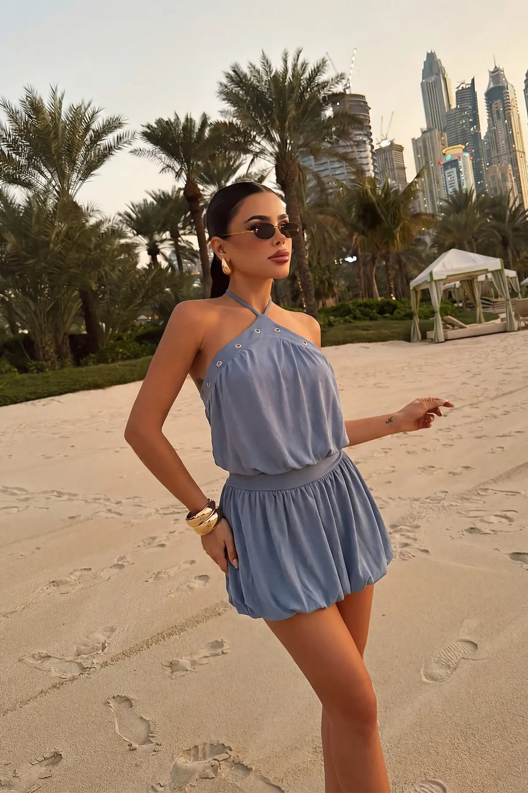 EYY Women Anthracite Tie-Up Mini Dress - Uruapan