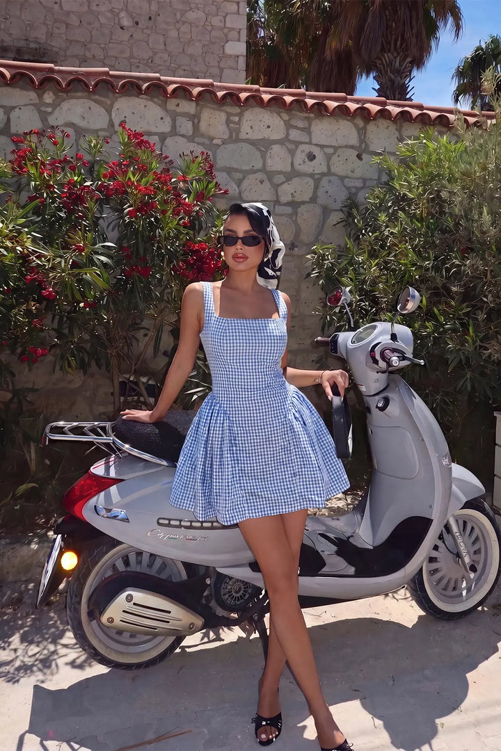 EYY Women Blue Gingham Mini Dress - Whangarei