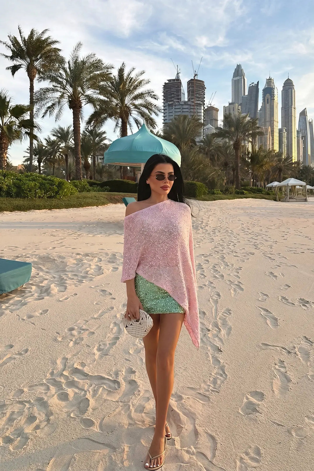 EYY Women Pink Knitted Poncho - Commack