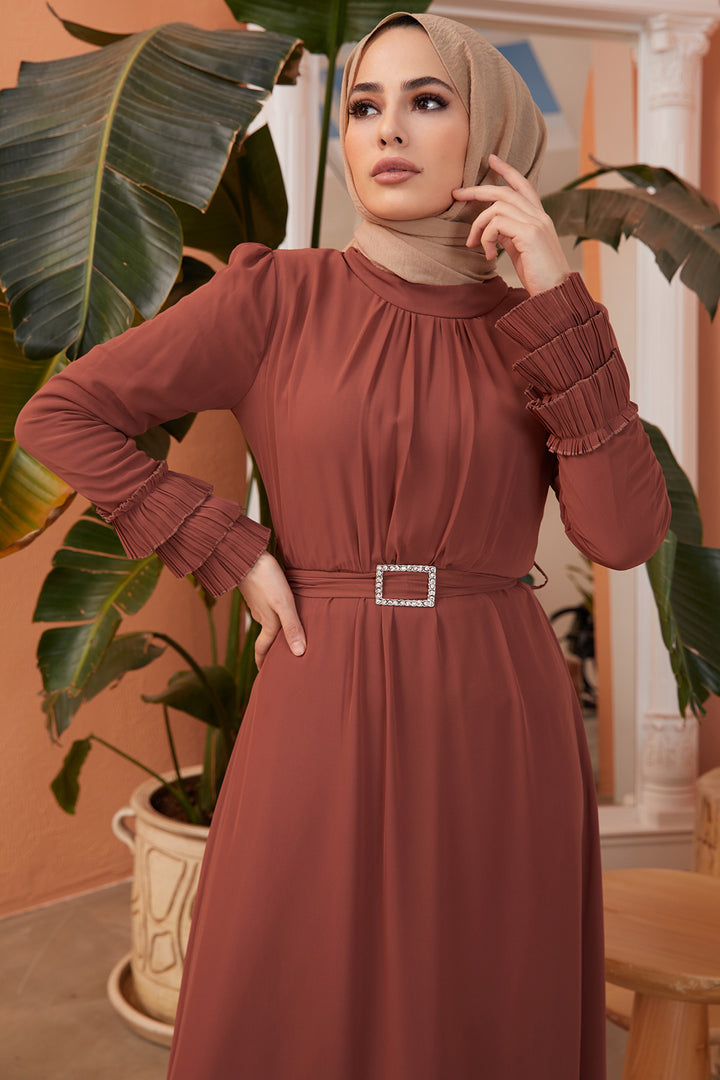 ZRF فستان نسائي حجري - قرفة - هيتشين